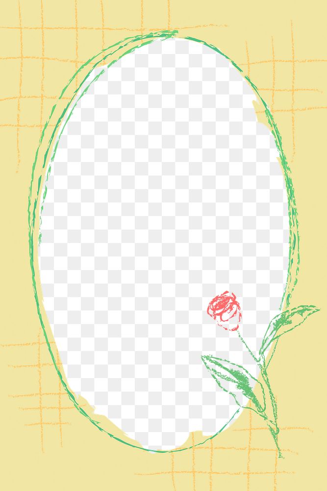 Rose png frame, yellow doodle abstract design