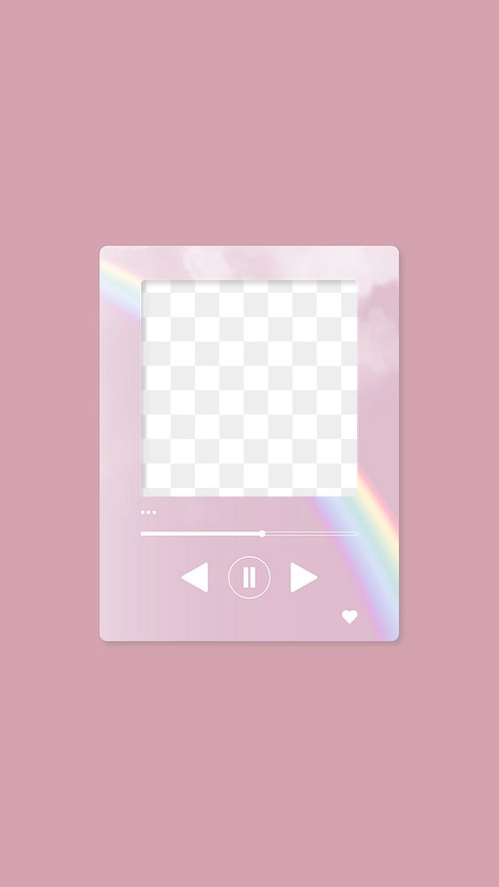 Pink aesthetic png audio player frame, transparent design