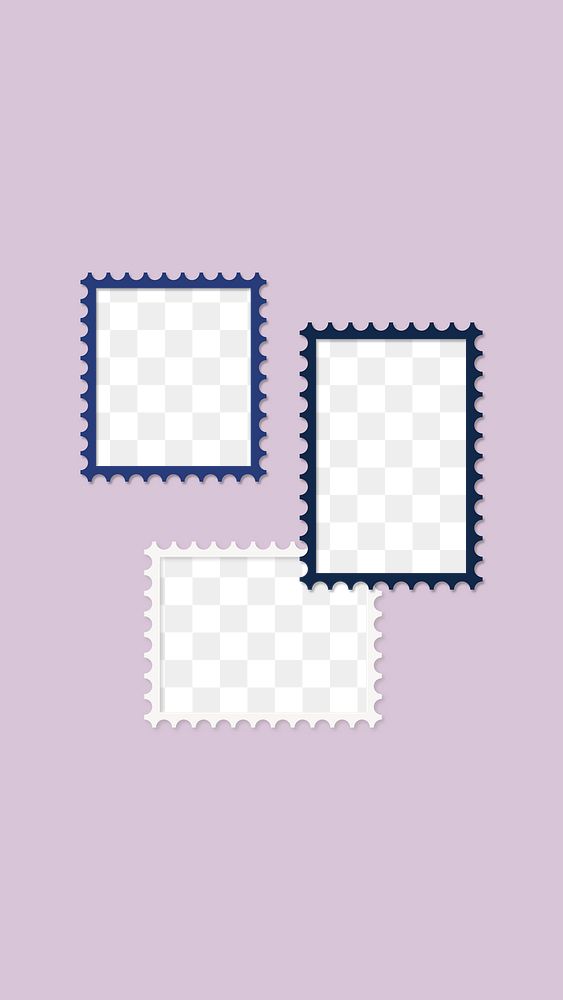 Purple aesthetic png postage frame, transparent design