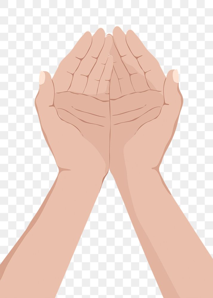 Cupped hands png sticker, transparent background