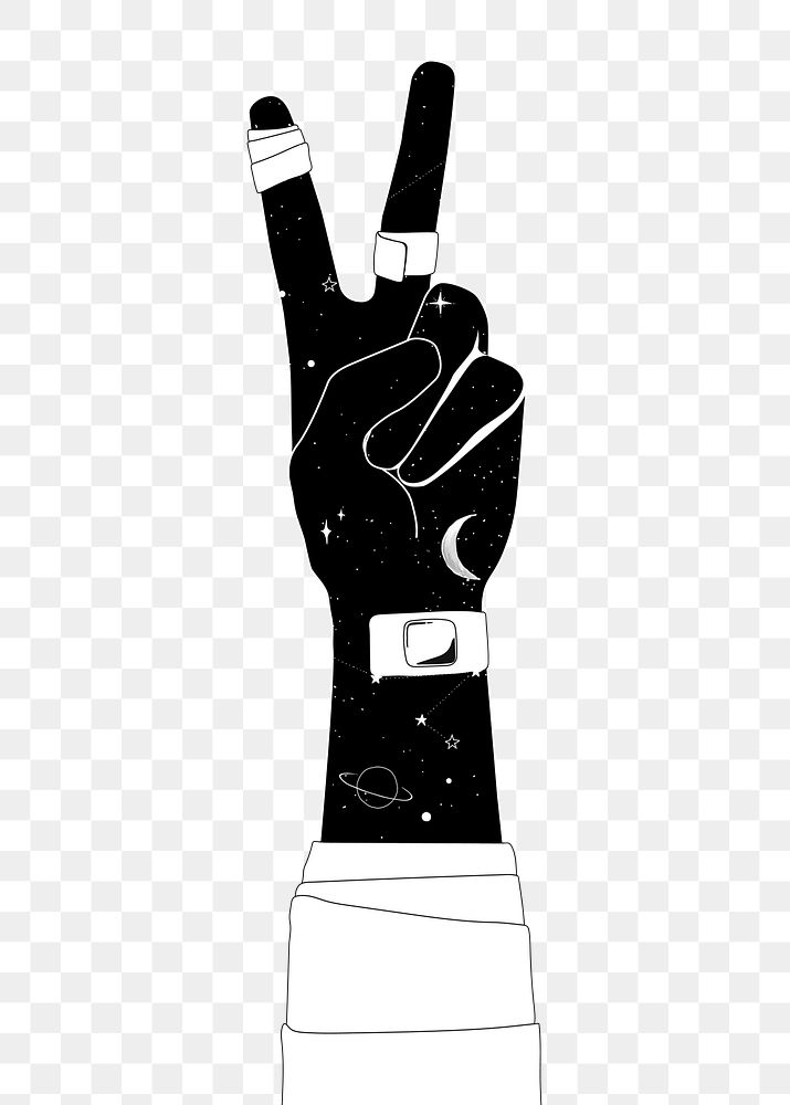 Victory hand png sticker, transparent background