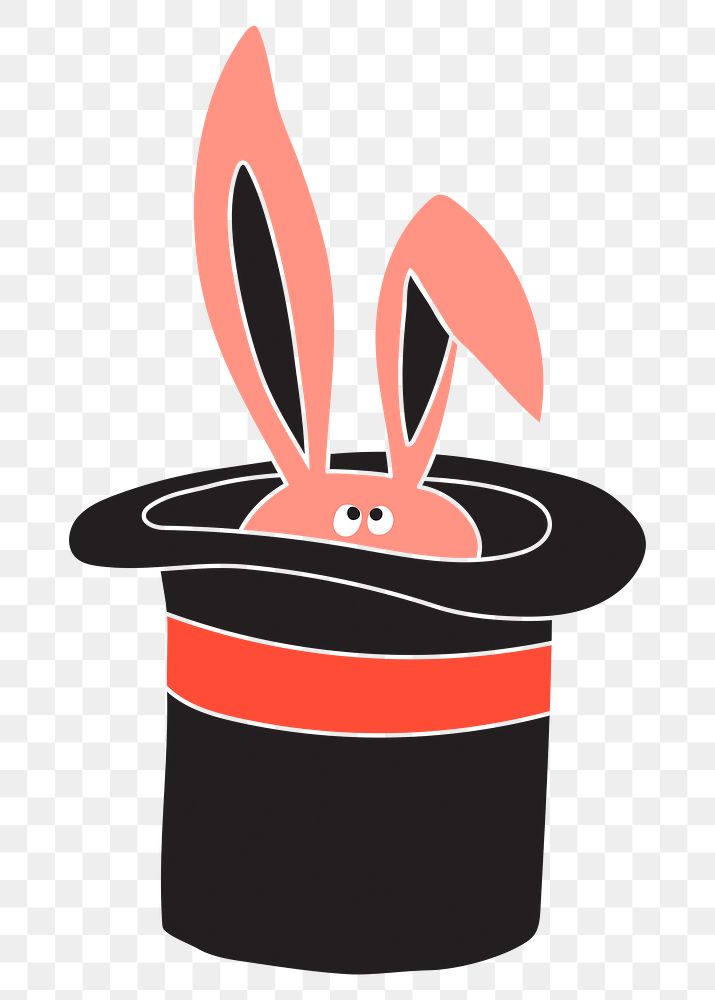 Magic rabbit hat png sticker, cute circus animal, transparent background