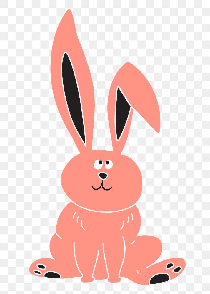 Pink rabbit png cartoon sticker, cute animal transparent background