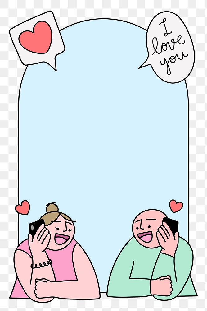 Online dating png frame sticker, doodle graphic on transparent background