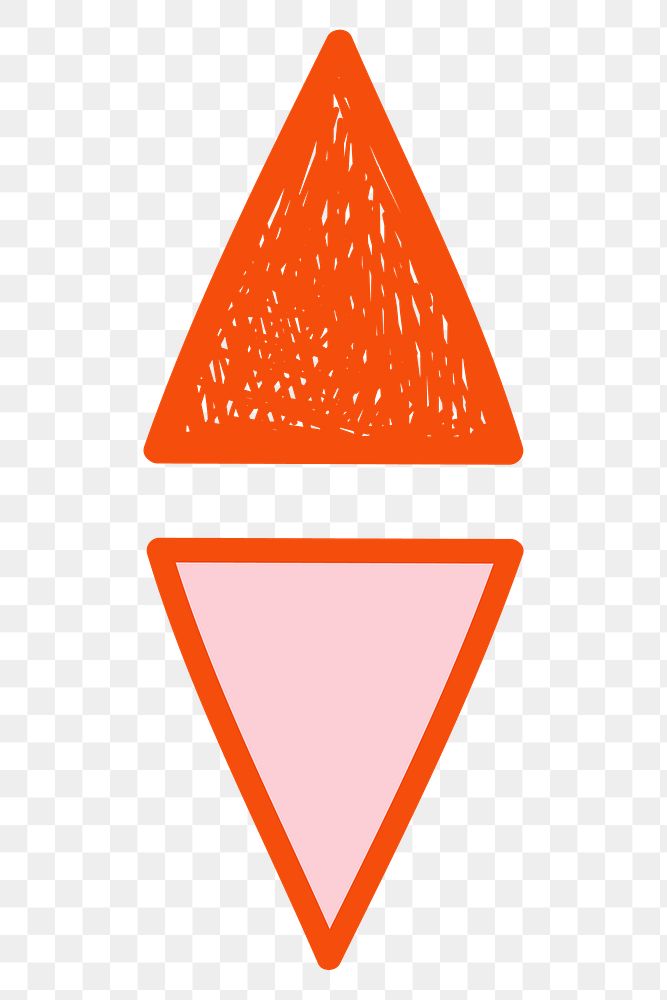 Orange arrow png arrow sticker, cute minimal doodle design, transparent background