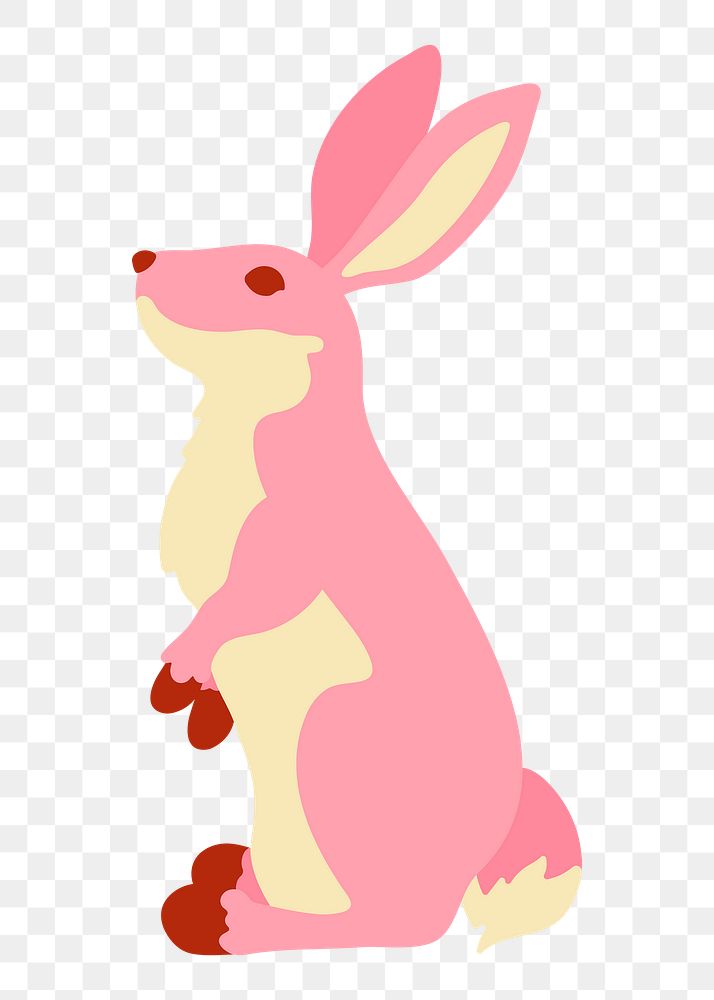 Pink rabbit png sticker, animal illustration, transparent background