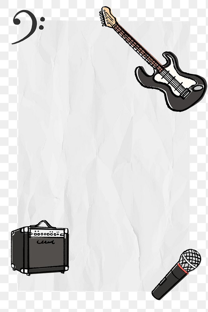 Rock music png frame sticker, cute doodle on transparent background
