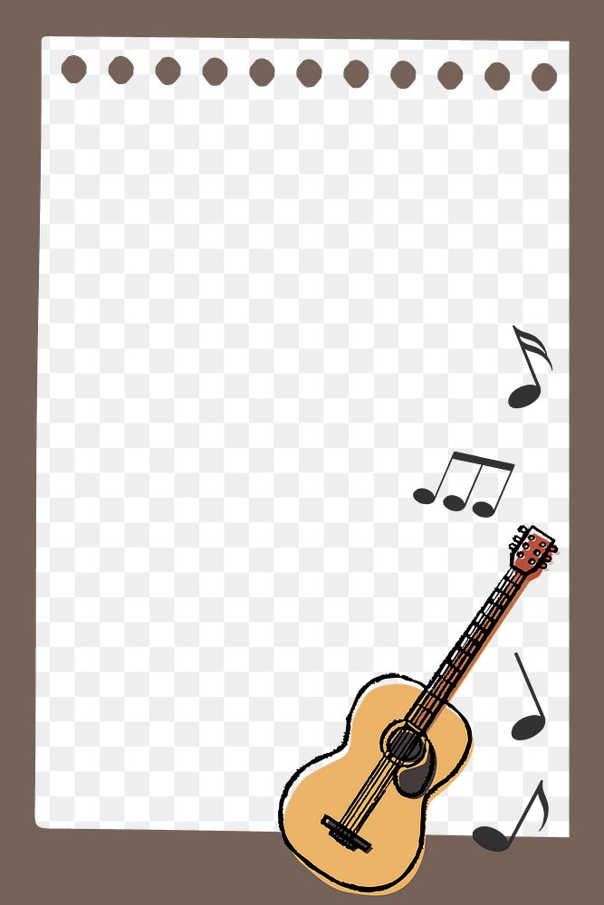 Aesthetic guitar png frame, transparent background, music doodle