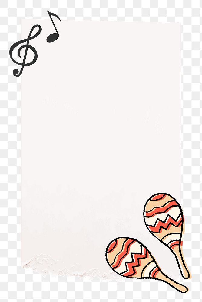 Cute music png frame sticker, rumba shaker doodle on transparent background