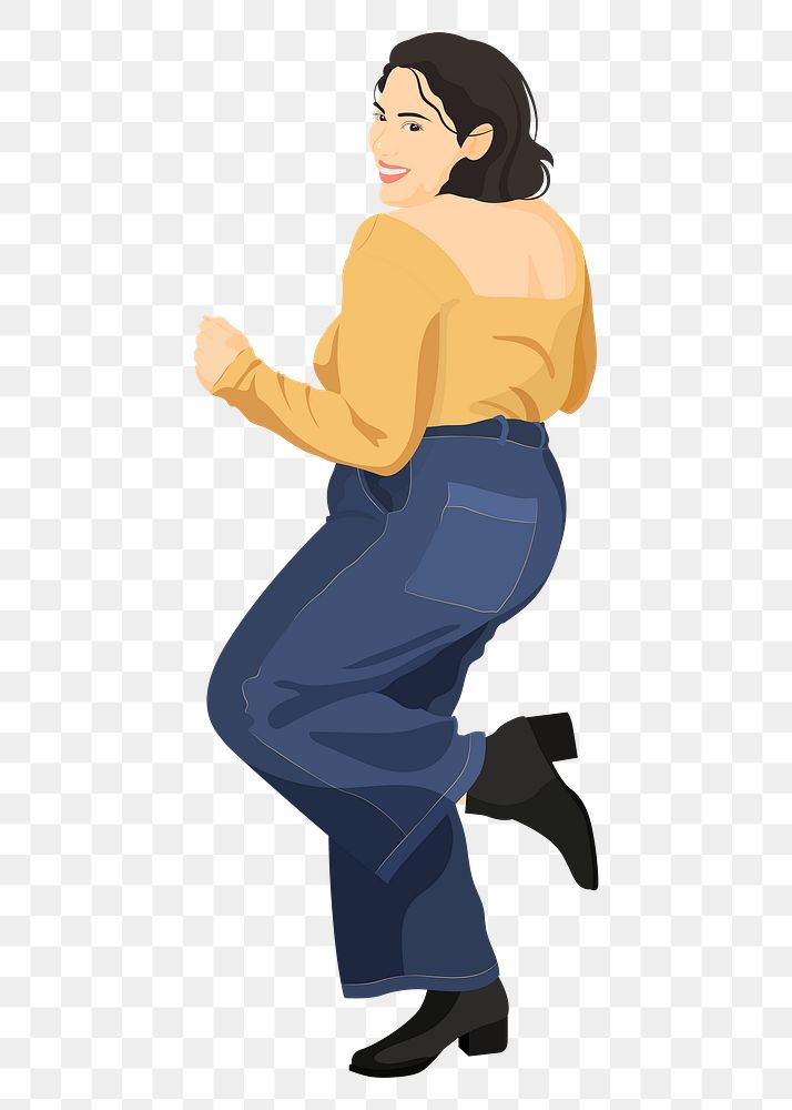 Happy woman dancing png sticker illustration, transparent background