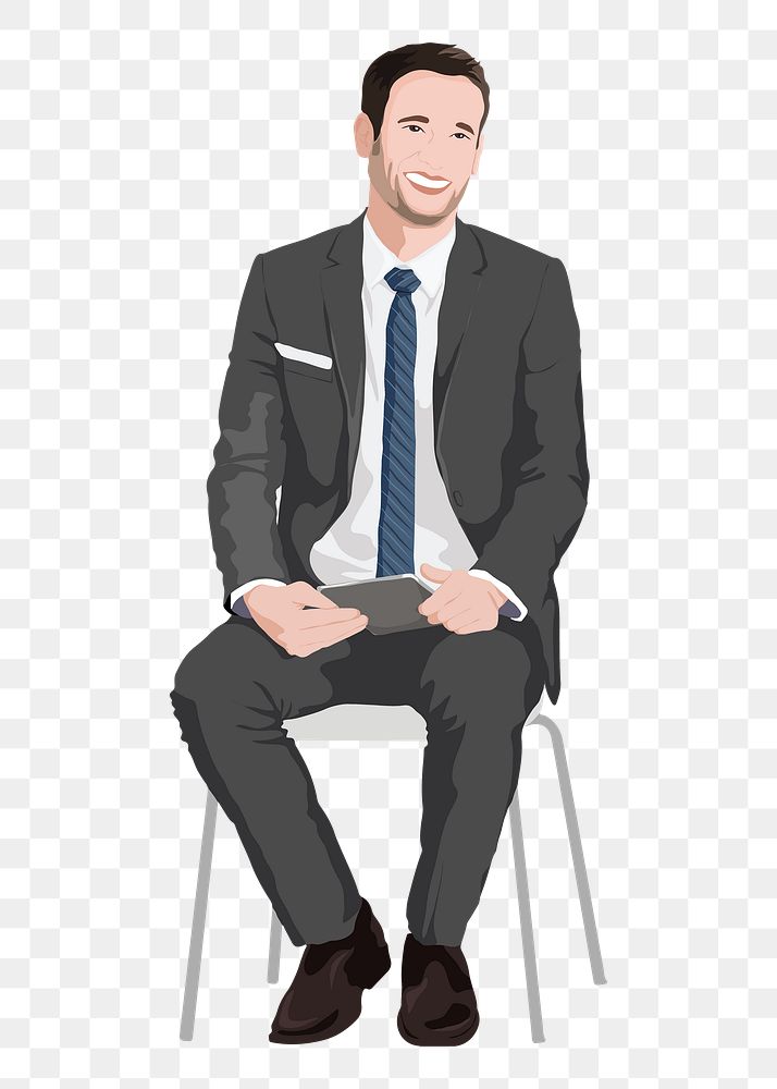 Happy businessman png sticker illustration, transparent background