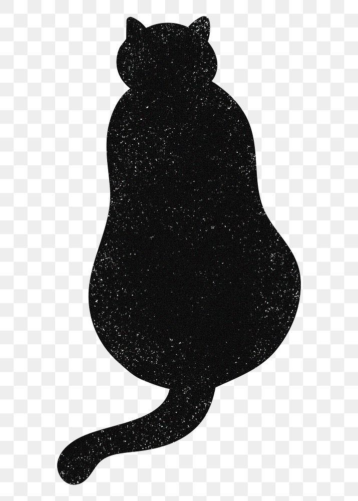 Black cat png sticker, rear view transparent background