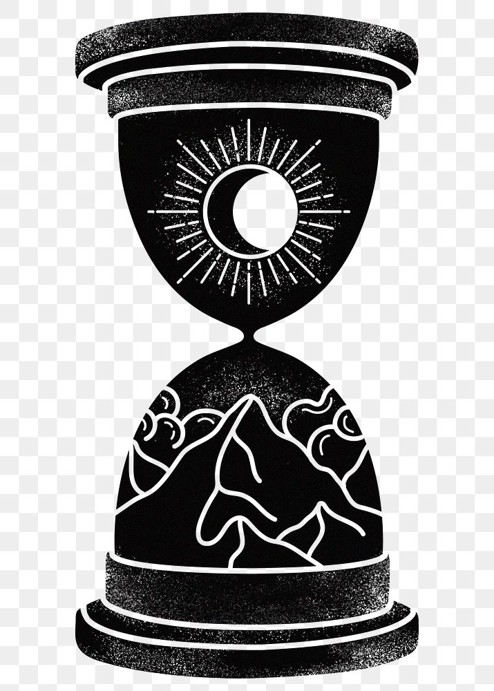 Mystical hourglass png sticker, black celestial, transparent background