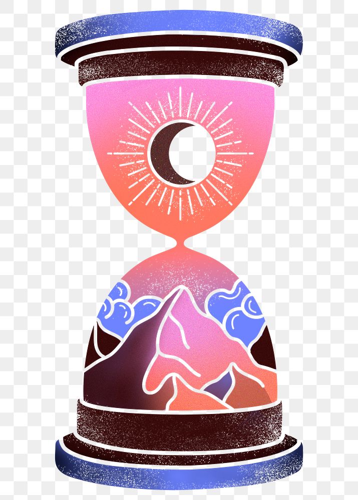 Celestial hourglass png sticker, gradient boho occult, transparent background