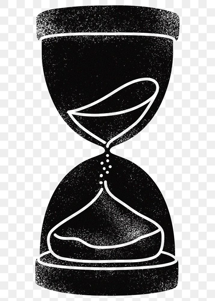 Black hourglass png sticker, time management, transparent background