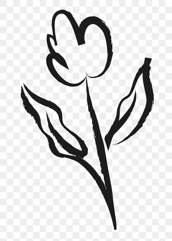 Tulip flower png sticker, cute doodle on transparent background