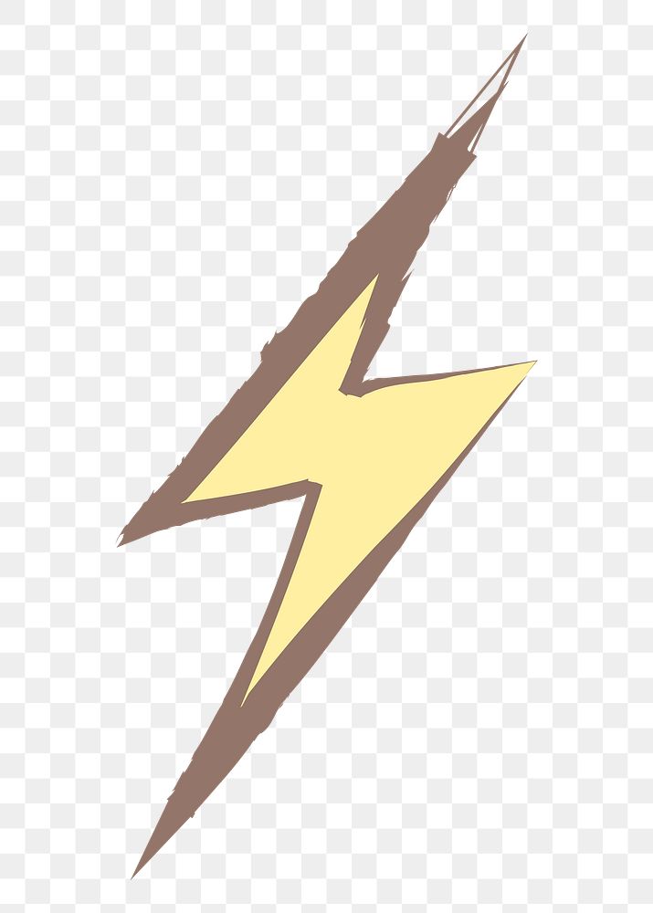 Lightning bolt png sticker, pastel doodle in aesthetic design on transparent background