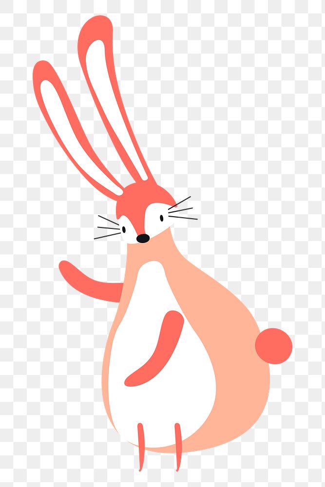 Rabbit png diary sticker pink cute wild animal illustration for kids