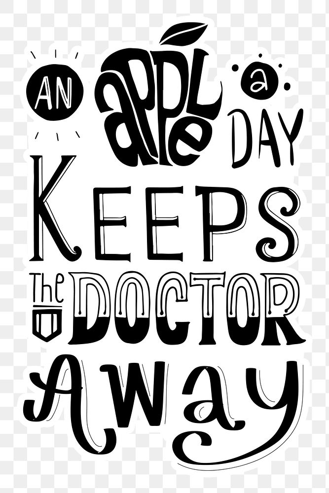 An apple a day keeps the doctor away png illustration sticker