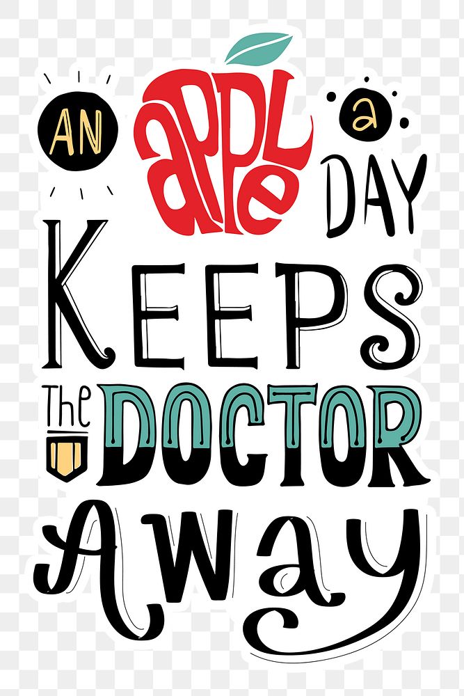 An apple a day keeps the doctor away png illustration sticker
