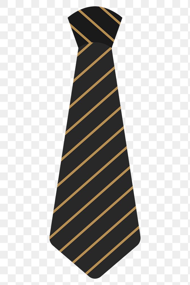 Black gold stipes necktie design element transparent png