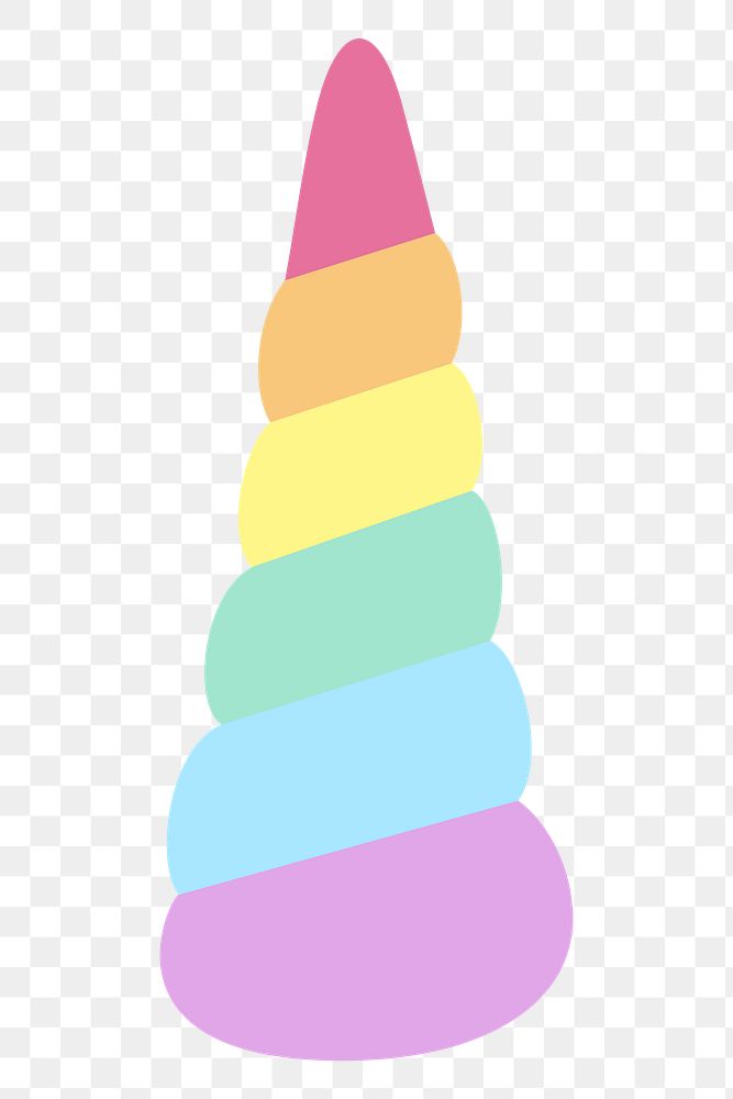 Rainbow unicorn horn design element transparent png