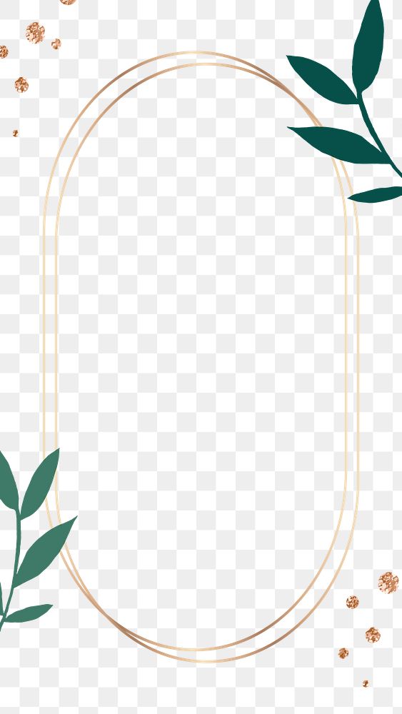 Frame png gold and green botanical leaves 