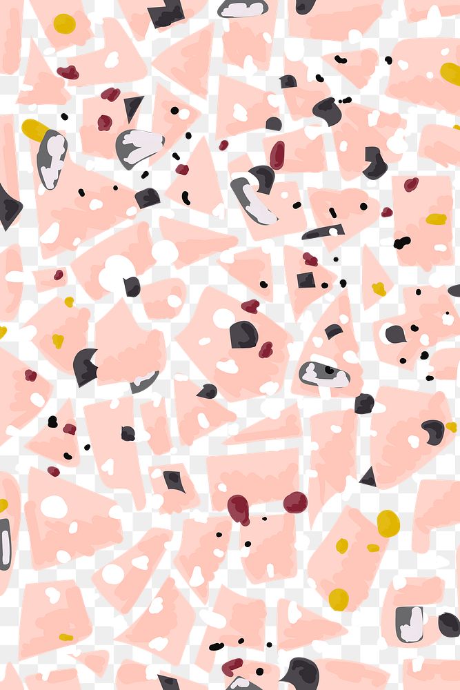 Png coral pink terrazzo pattern transparent background