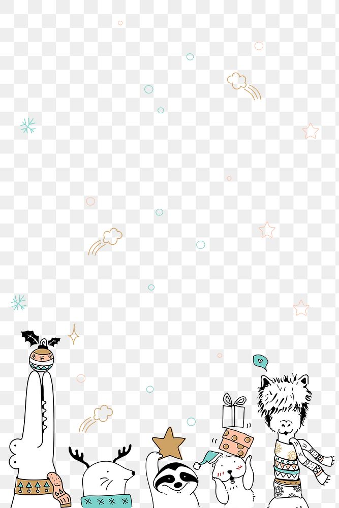 Christmas celebration png doodle animal cartoon