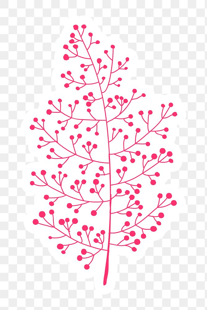 Pink tree sticker with a white border design element