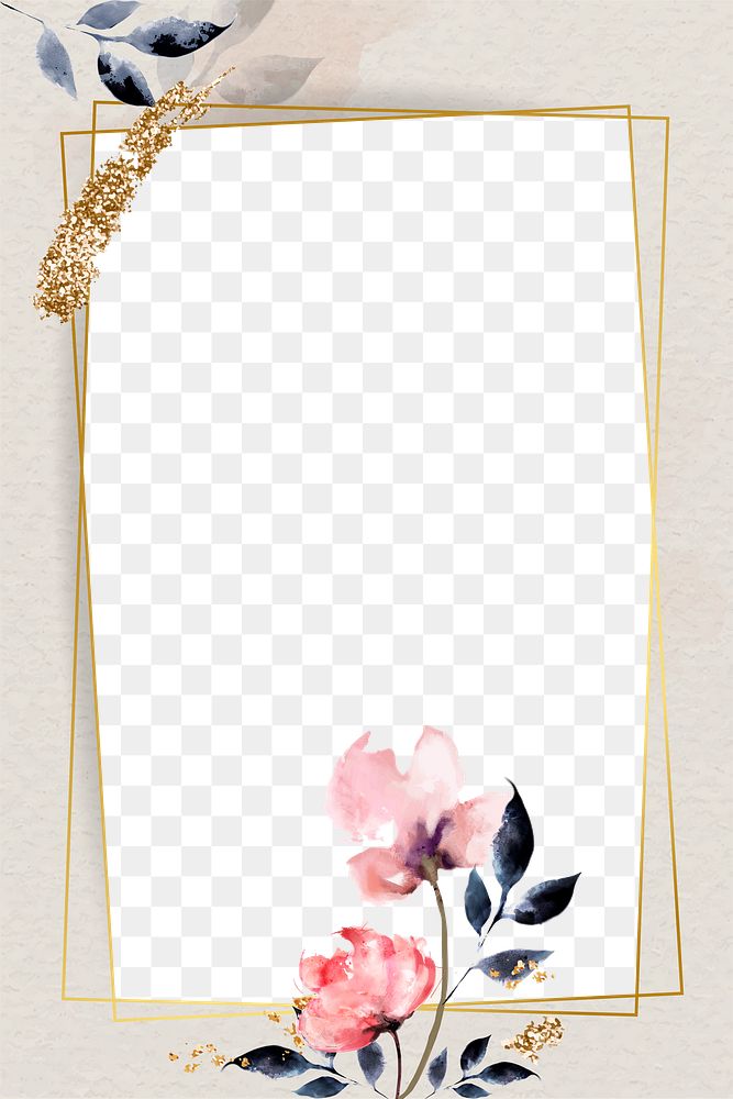 Floral frame png background, beige pastel design