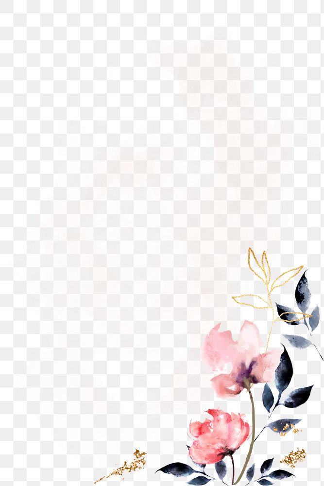 Watercolor png border background, pink flower, spring design