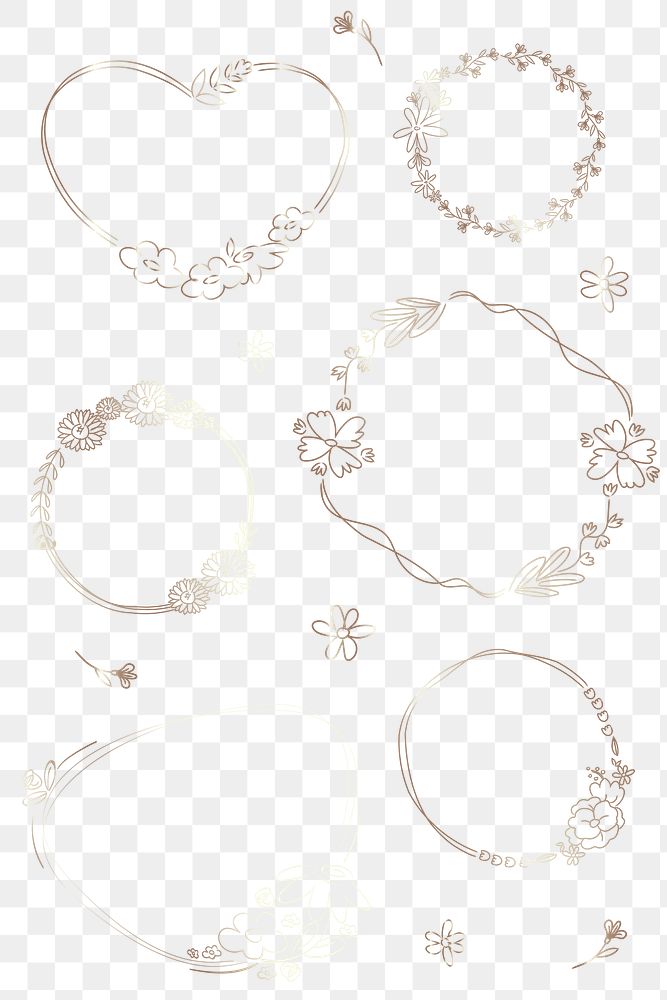 Hand drawn flower wreath transparent png collection