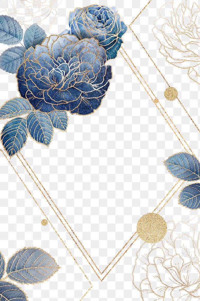 Golden peony flower frame design element