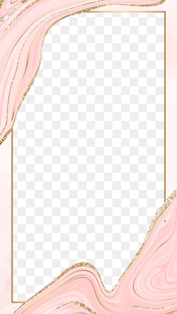 PNG pink frame with gold paint marbling