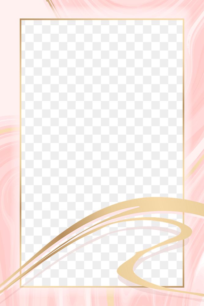 PNG frame pastel pink and gold paint marbling