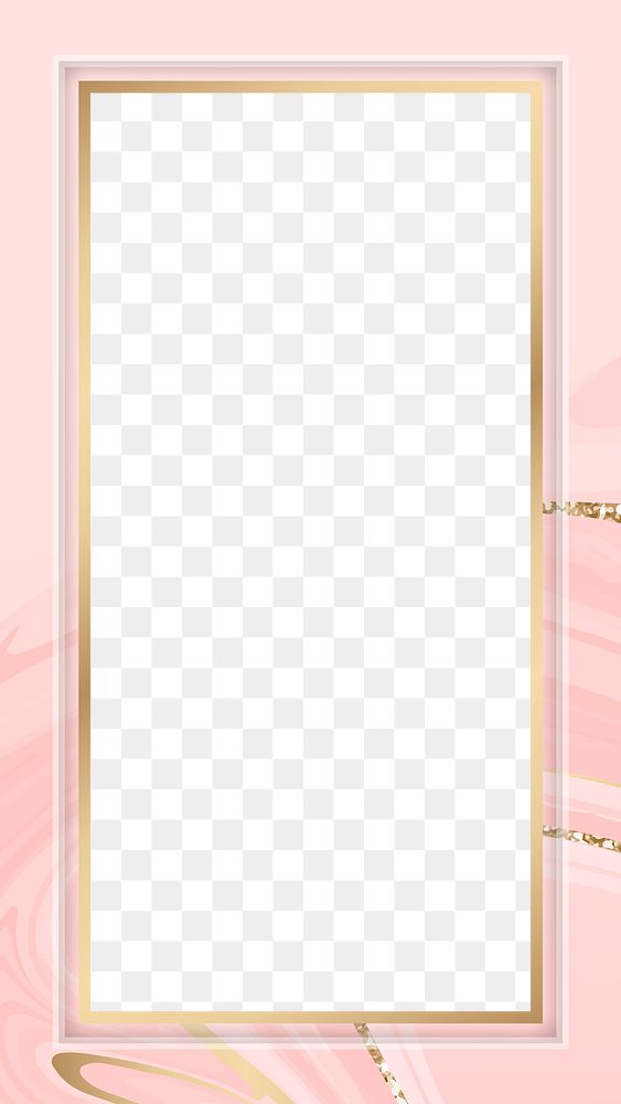 PNG frame feminine pastel pink and gold paint marbling