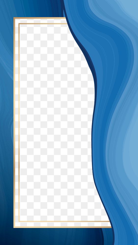 Frame PNG blue paint marbling and gold
