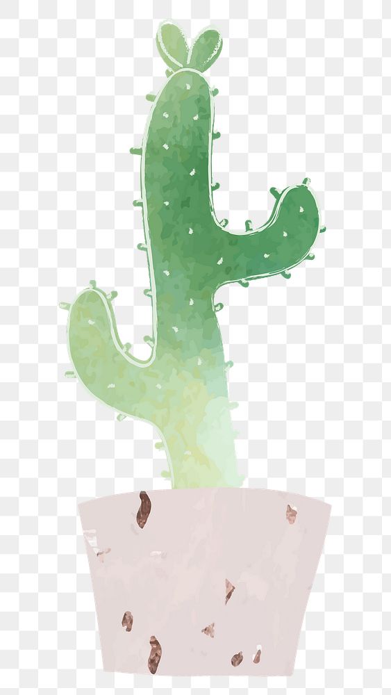 Watercolor cactus pot sticker