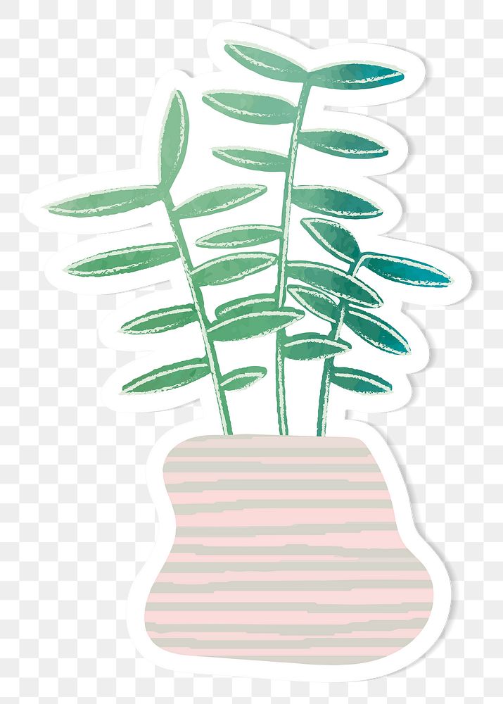 Watercolor tropical potted plant sticker