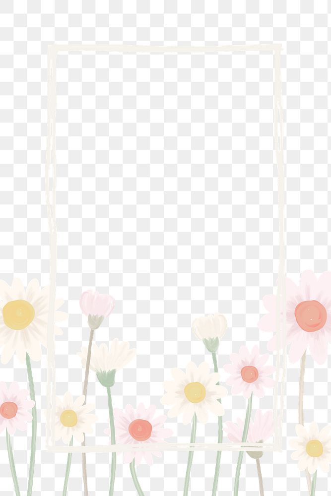 Hand drawn daisy pattern transparent png