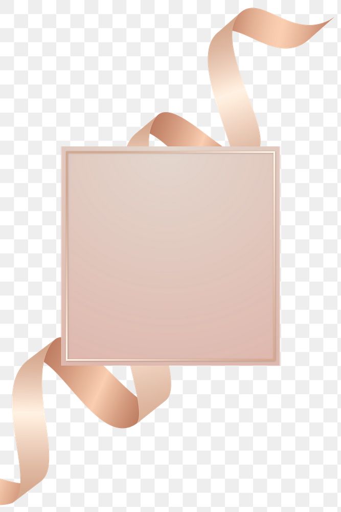 Black square frame with pink gold ribbon transparent png