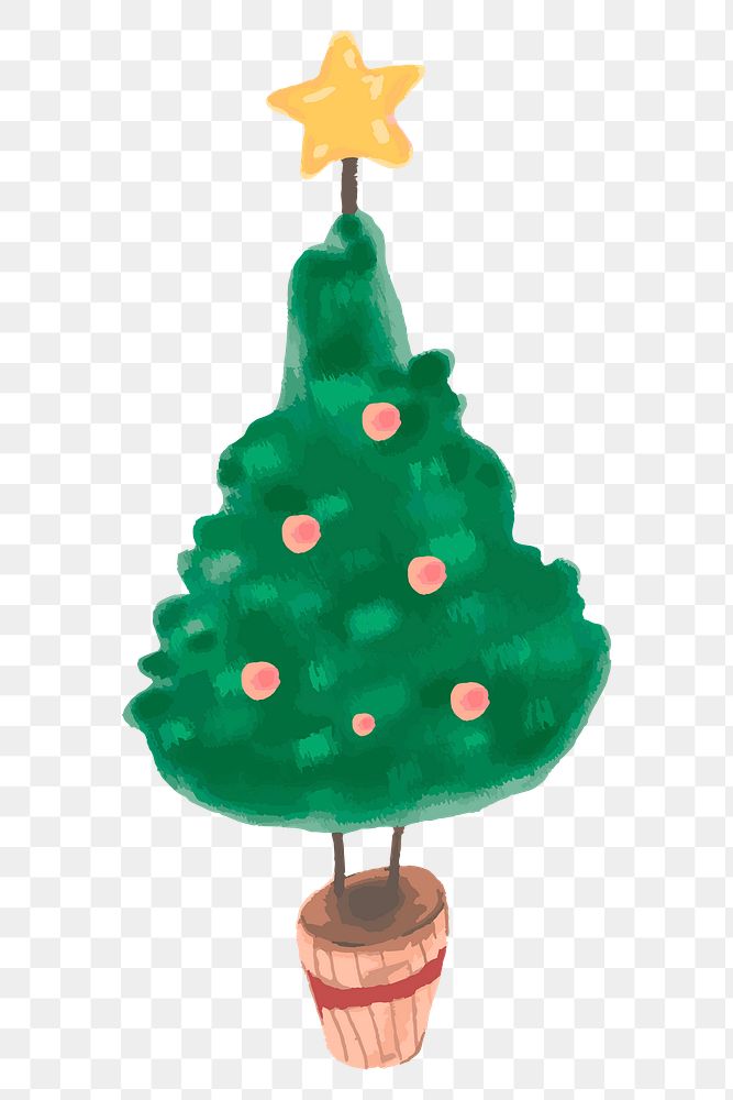 Cute Christmas tree element transparent png