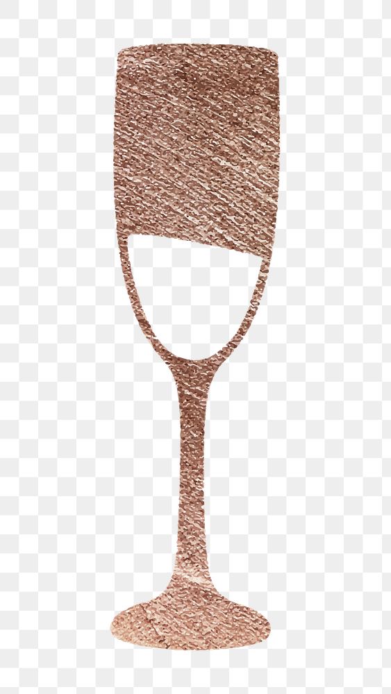 New Year wine glass doodle on transparent