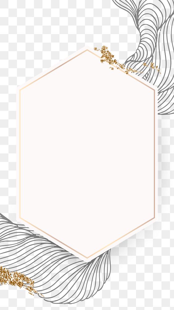 Golden abstract hexagon frame transparent png