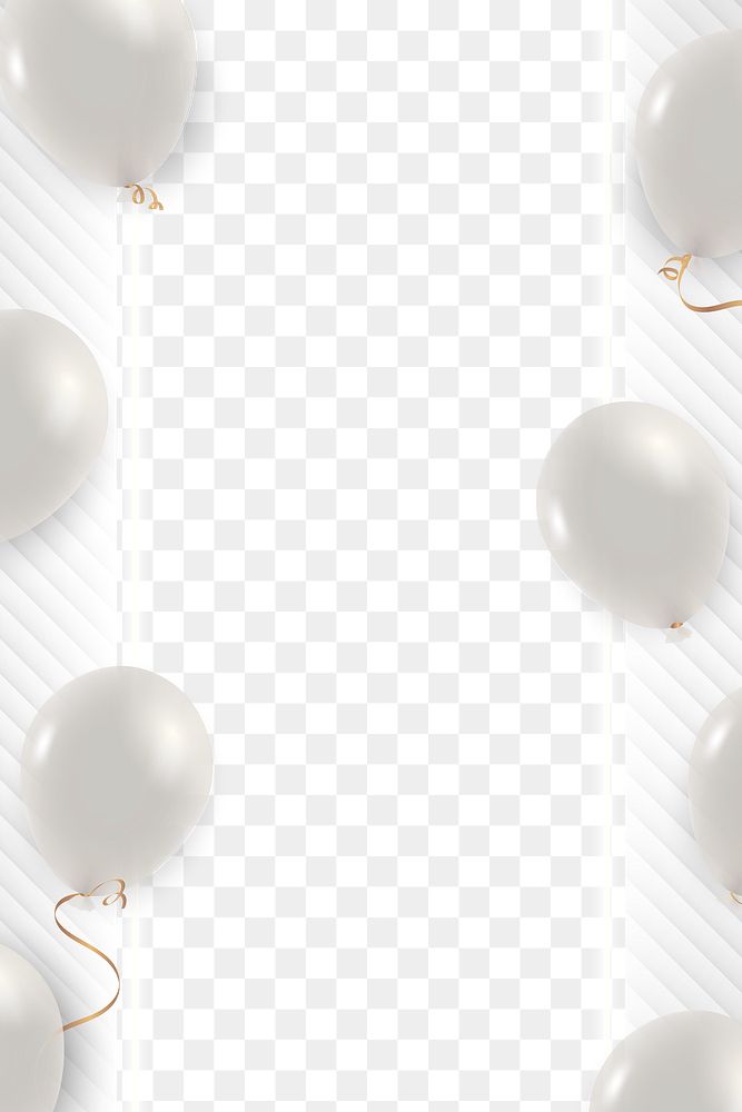 Pearl white balloons border png with transparent background