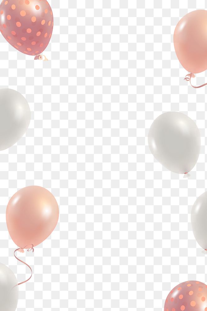 Girly balloons border frame png in transparent background