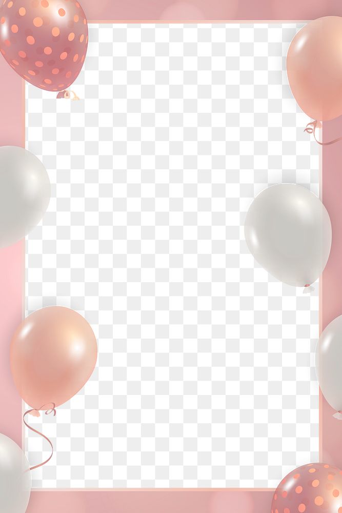 Girly birthday balloons frame png