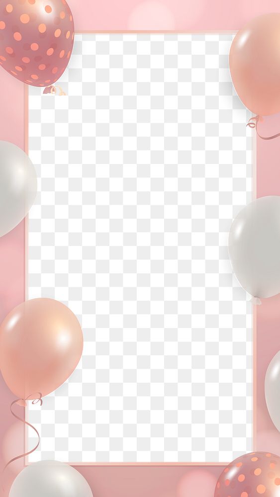 Pink birthday balloons frame png