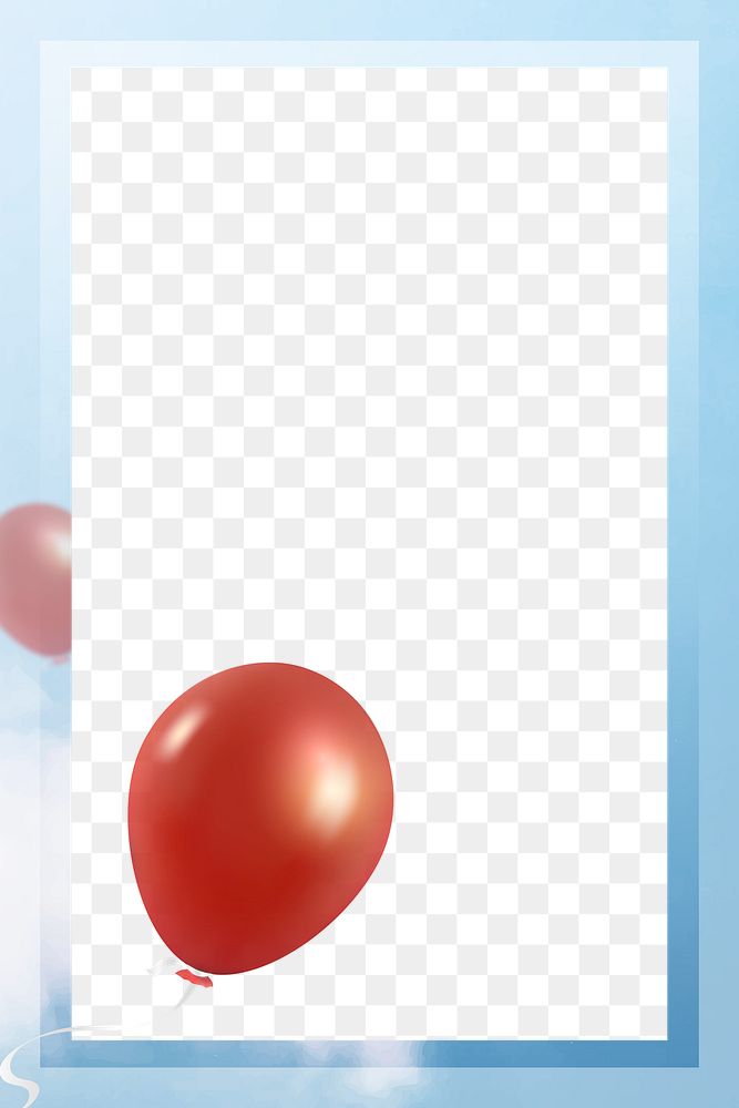 Blue sky background png with flying red balloons